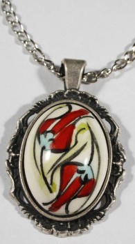 Inverted Tulips Iznik Ceramic Pendant - Çini Evi