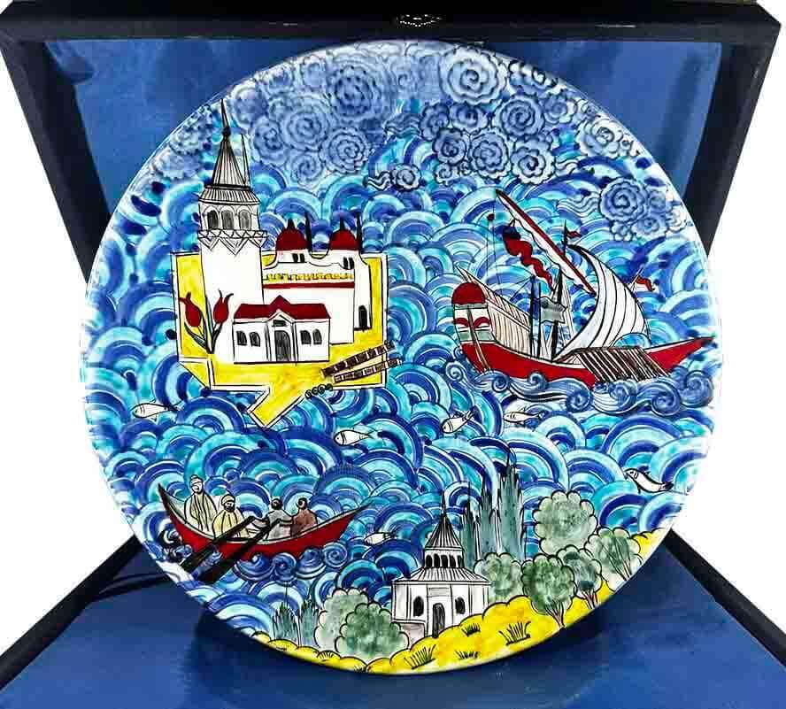 Istanbul Figure Miniature Iznik Ceramic Plate - 1