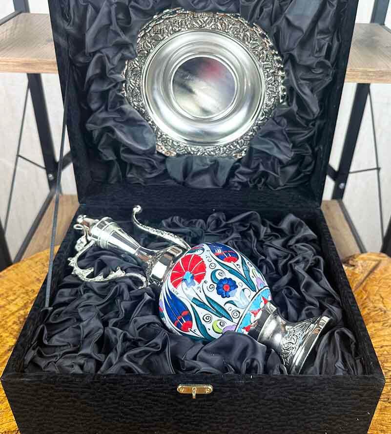 Iznik-Blumen – silberbeschichtetes Keramik-Kannen-Set - 2