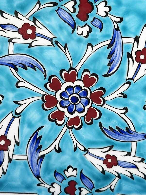 Iznik Ceramic Plate with Seljuk Star and Lotus Design - 2