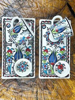 İznik Ceramic Turkish Coffee Set for Lovers – A Timeless Symbol of Love and Elegance - Çini Evi (1)