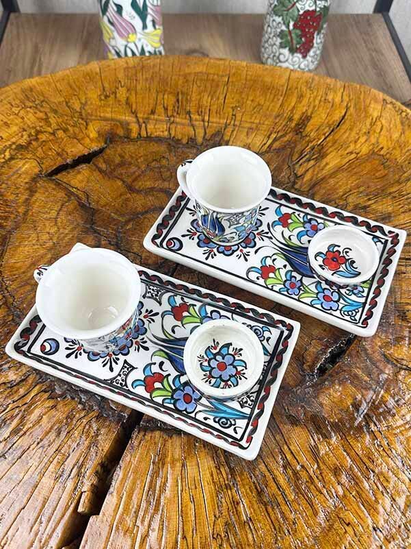 İznik Ceramic Turkish Coffee Set for Lovers – A Timeless Symbol of Love and Elegance - 3