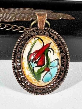 İznik Çini Lesezeichen mit Roter Tulpe – Symbol osmanischer Liebe und Eleganz - Çini Evi