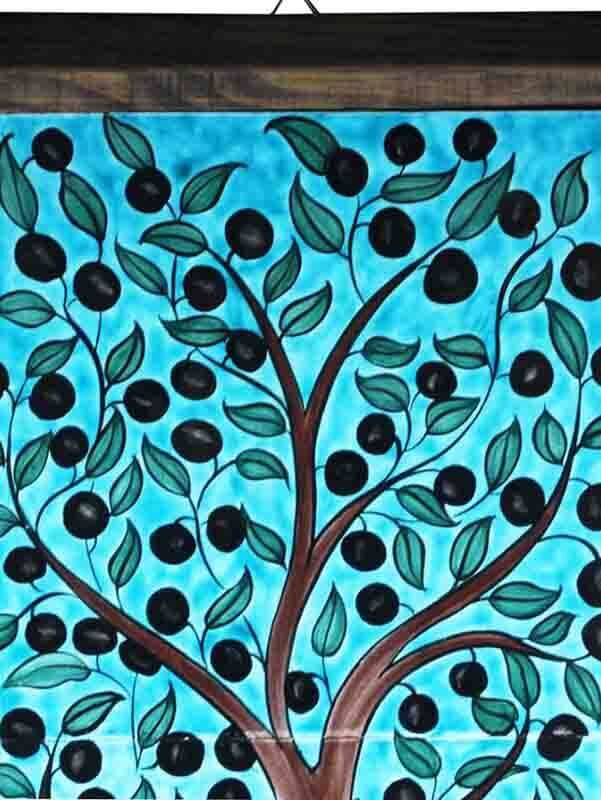 Zeytin Ağacı Desenli İznik Çini Pano 20 x 40 cm - 2