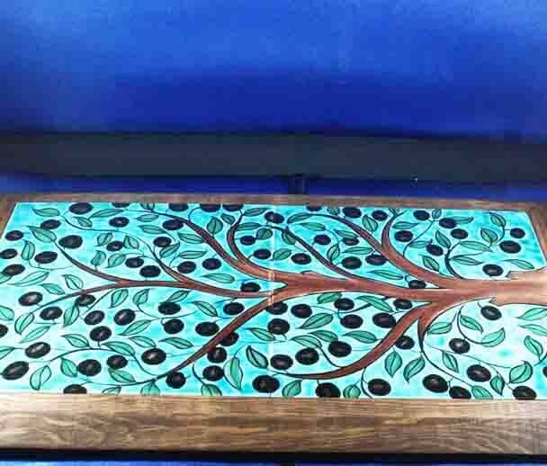 Zeytin Ağacı Desenli İznik Çini Pano 20 x 40 cm - 4