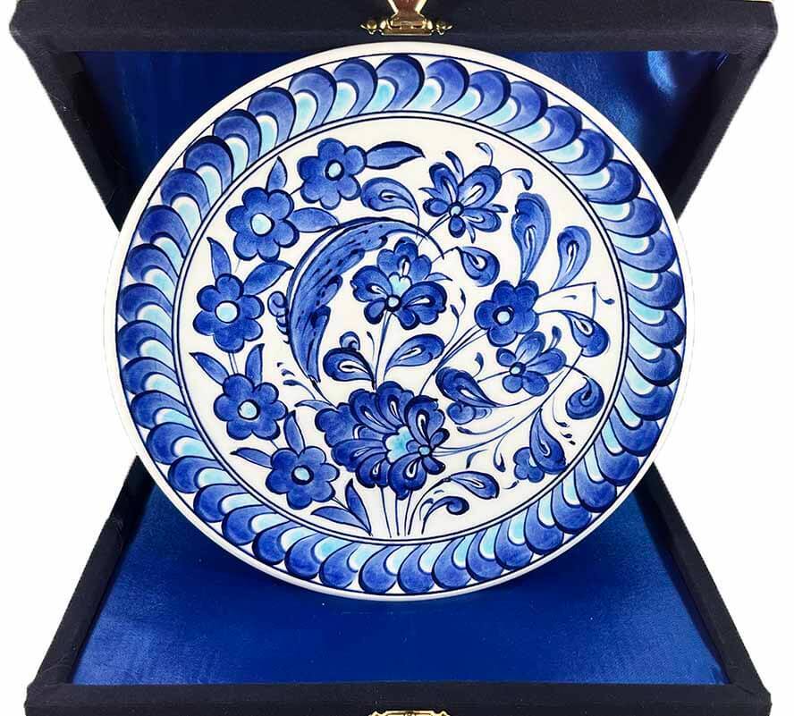 İznik Çini Tabak | Mavi Lotus Desenli 18 cm - 1