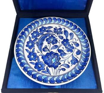 İznik Çini Tabak | Mavi Lotus Desenli 18 cm - Çini Evi (1)