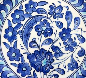 İznik Çini Tabak | Mavi Lotus Desenli 18 cm - 3