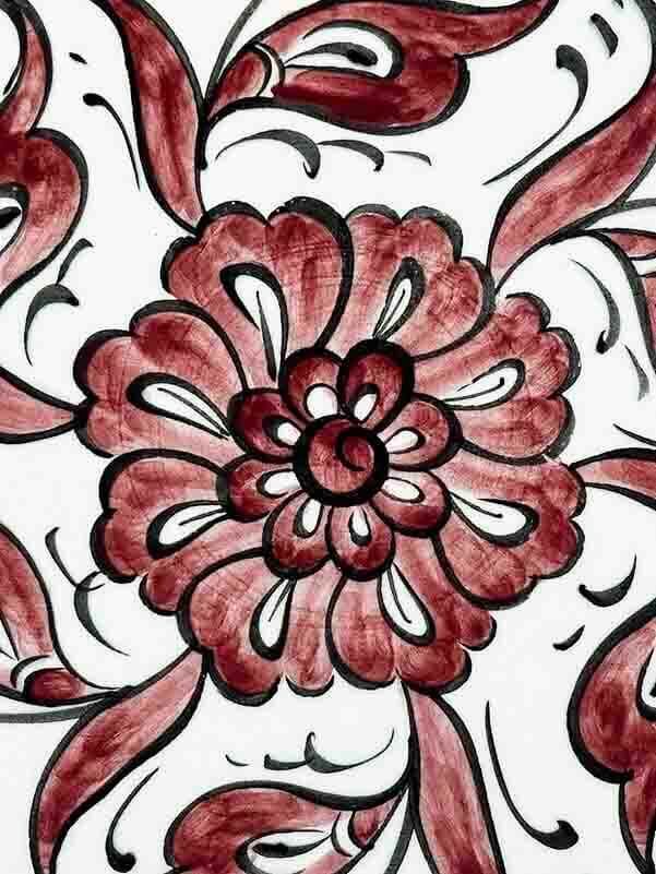 İznik Çini Wandteller – Lotus-Motiv 25 cm, Handgefertigt - 2