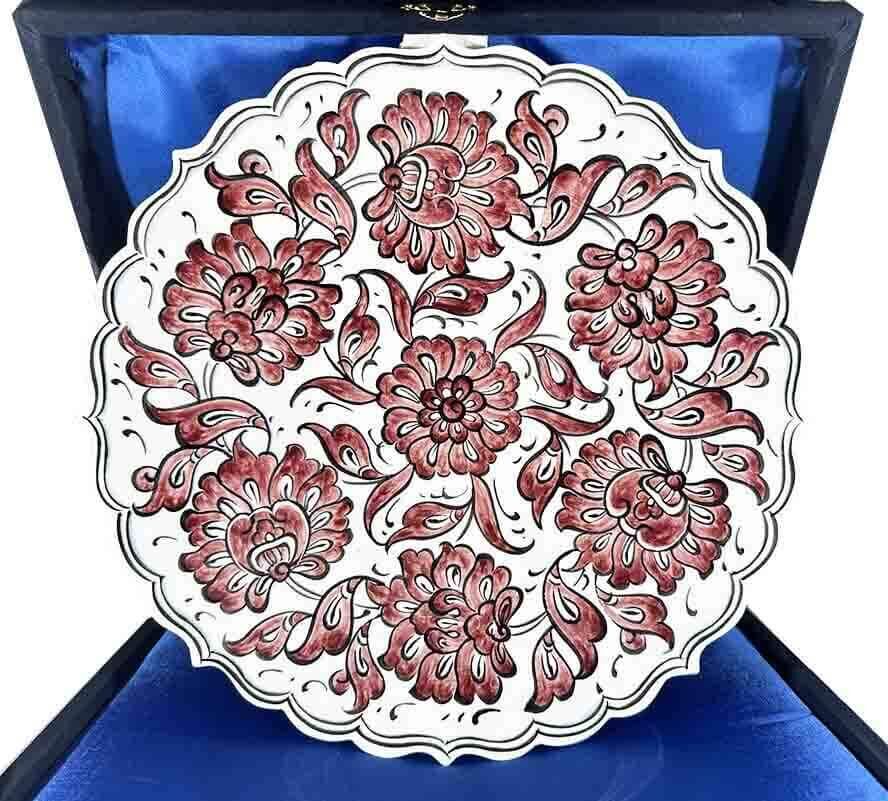 İznik Çini Wandteller – Lotus-Motiv 25 cm, Handgefertigt - 1