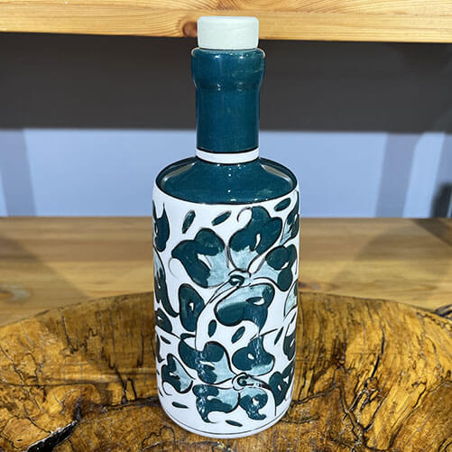 Grüne Olivenölflasche aus Iznik-Keramik mit Lotusmotiv - 1