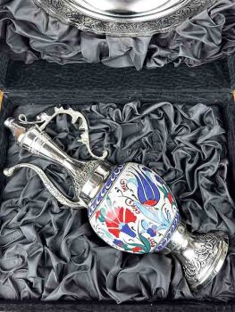 Iznik Ibrik mit Tulpen- und Nelkenmuster – Handgefertigt, 30 cm - 3