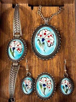 Iznik Ceramic Jewelry Set Gift for Women - 2