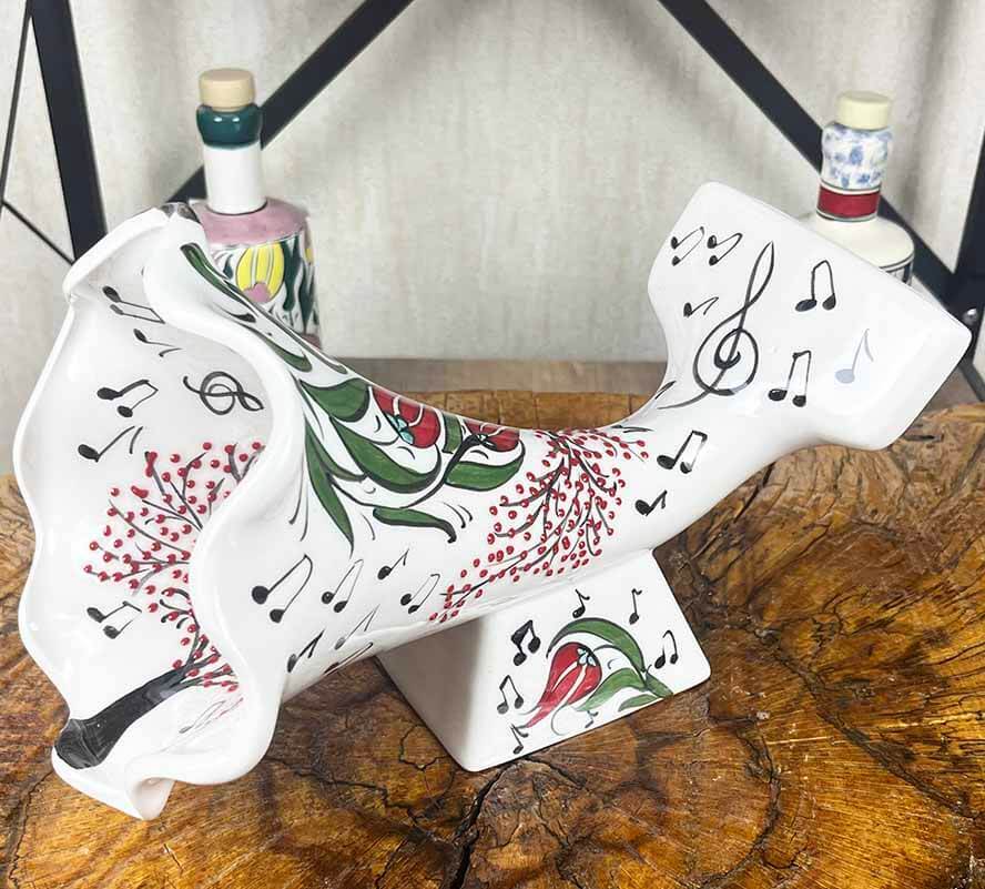 Iznik-Keramik-Akustikgrammophon mit Tulpen- und Musiknotenmotiv - 2