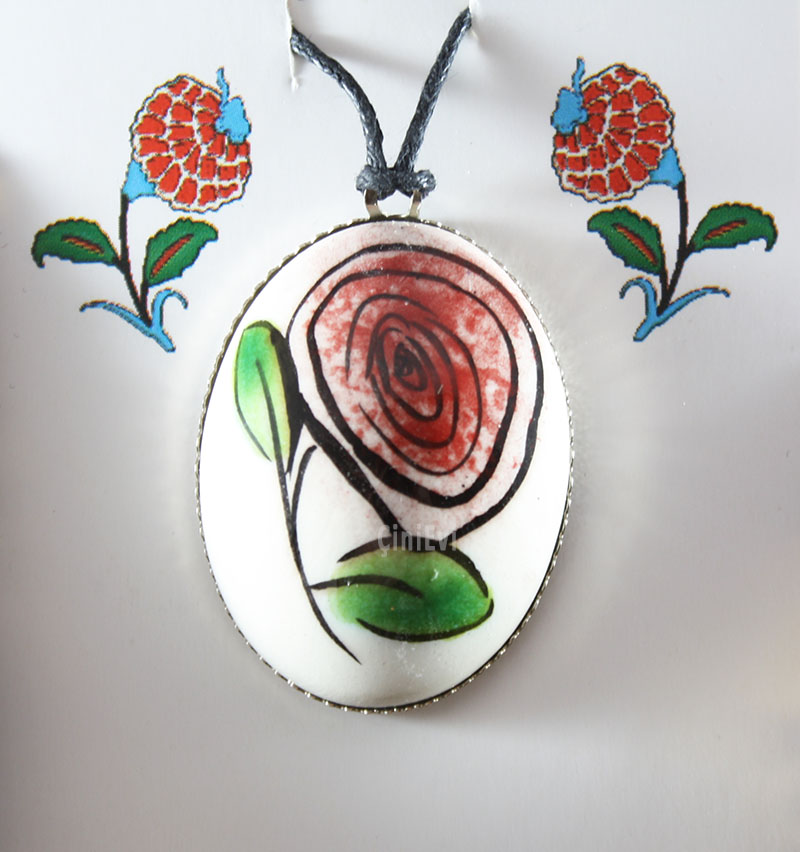 Iznik-Keramik-Halskette mit Rosenmotiv - 1