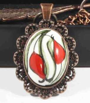 Iznik-Keramik-Lesezeichen mit gegenläufigem Tulpenmotiv - 1