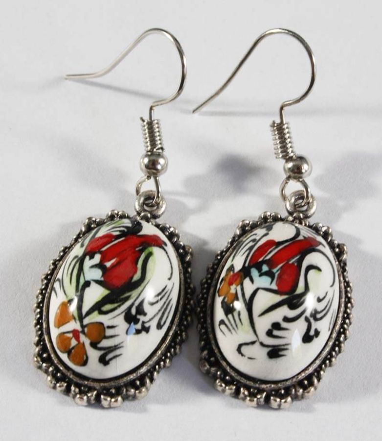 Iznik-Keramik-Ohrringe mit Haliç- und Tulpenmotiv - 1
