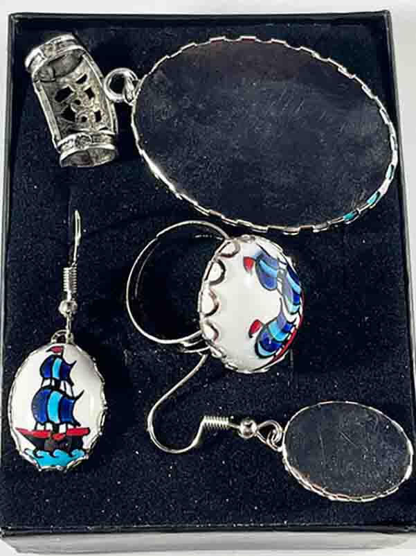 Iznik-Keramik-Schmuckset mit Galeonenmotiv - 2