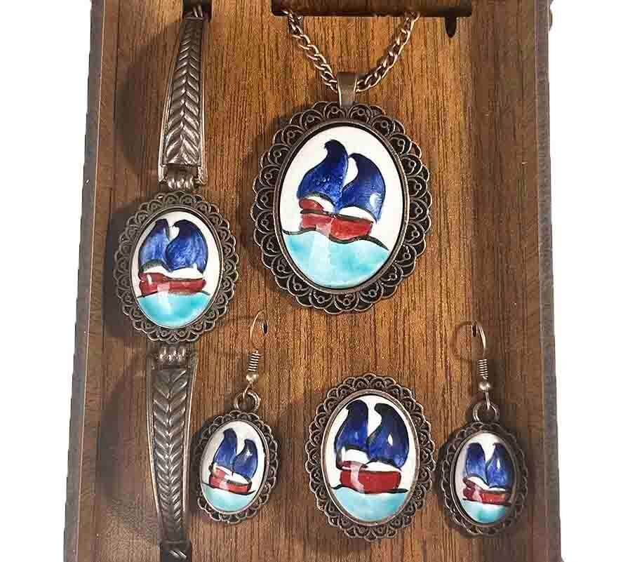 İznik Keramik Schmuckset mit Kalyon-Motiv – Symbol für Macht, Reichtum und Entdeckung - 1