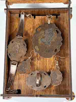 İznik Keramik Schmuckset mit Nelkenmotiv – Perfektes Geschenk zum Jahrestag - 3