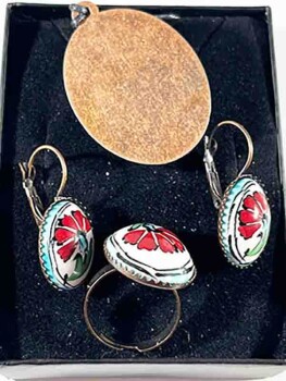 Iznik-Keramik-Schmuckset mit rotem Nelkenmuster - 2