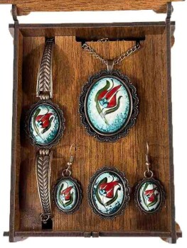 Iznik Keramik Schmuckset mit Speziellem Tulpenmotiv – Symbol osmanischer Eleganz - Çini Evi (1)