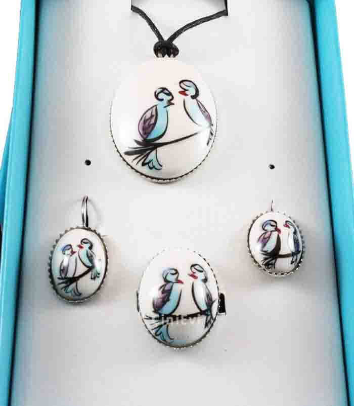 Iznik-Keramik-Schmuckset „Verliebte Vögel“ - 1