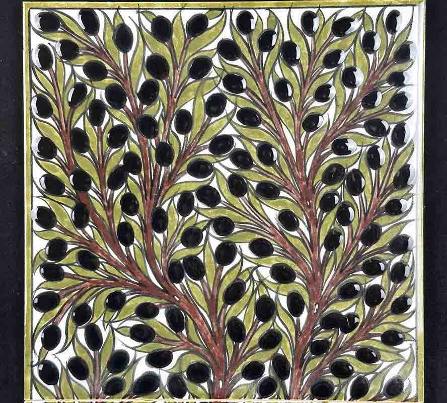 Iznik-Keramikpaneel mit Olivenbaum-Motiv – handgefertigte, bedeutungsvolle Wandkunst - 2