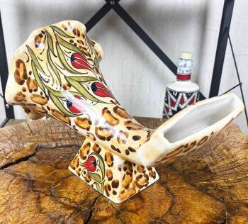 Iznik-Keramikgrammophon mit Leoparden- und Tulpenmotiv - 2