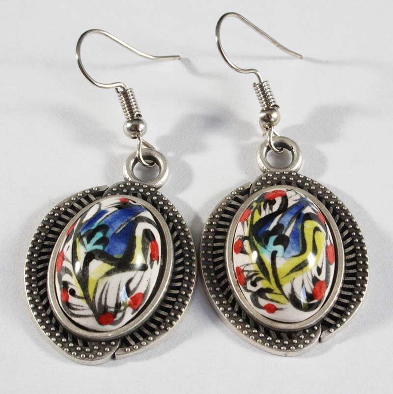 Iznik-Keramikohrringe mit Anemonenmotiv - 1
