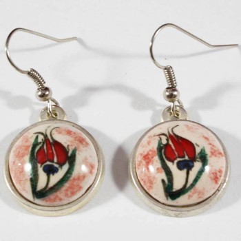 Iznik-Keramikohrringe mit Tulpenmotiv als Geschenk für die Liebste - Çini Evi