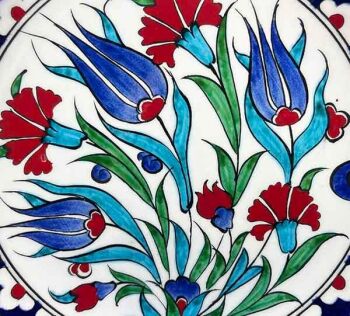 Iznik-Keramikteller als Einzugsgeschenk mit Tulpenmotiv 18 cm - 2