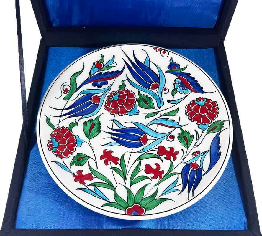 Iznik-Keramikteller als Geschenk mit Granatapfel- und Tulpenmotiv 18 cm - 3