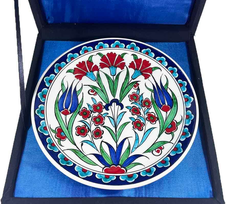 Iznik-Keramikteller als Geschenk mit Tulpen- und Nelkenmotiv 18 cm - 3