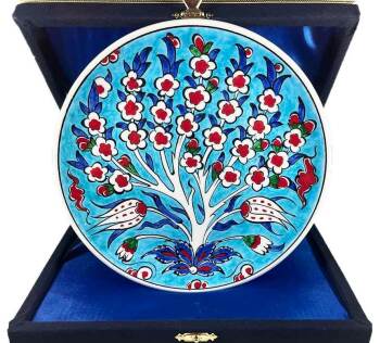 Iznik-Keramikteller als Glücks- und Segensgeschenk mit Lebensbaum 18 cm - Çini Evi