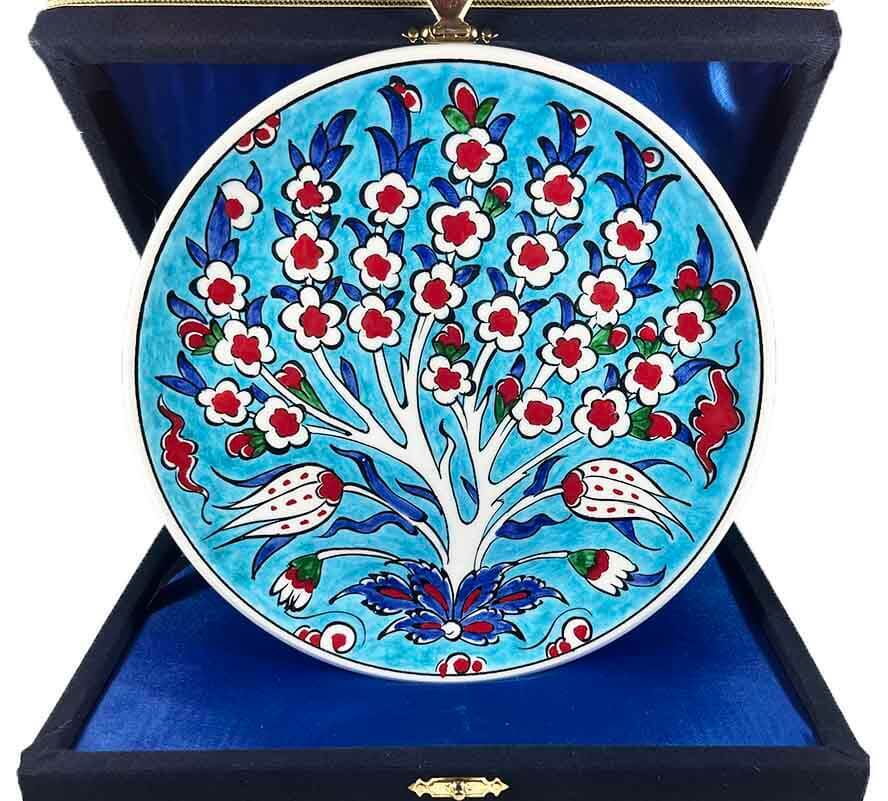 Iznik-Keramikteller als Glücks- und Segensgeschenk mit Lebensbaum 18 cm - 1