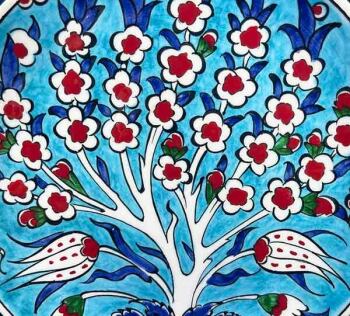 Iznik-Keramikteller als Glücks- und Segensgeschenk mit Lebensbaum 18 cm - 2