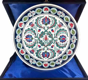 Iznik-Keramikteller | Geschäftsgeschenk Deutschland–Türkiye 30 cm - Çini Evi