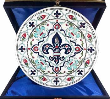 Iznik-Keramikteller | Geschäftsgeschenk Frankreich–Türkiye 30 cm - Çini Evi