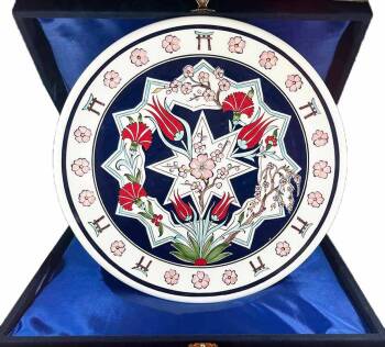 Iznik-Keramikteller | Geschäftsgeschenk Japan–Türkiye 30 cm - Çini Evi