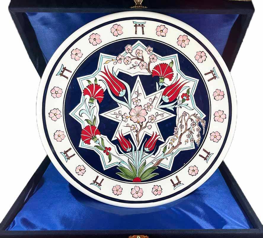 Iznik-Keramikteller | Geschäftsgeschenk Japan–Türkiye 30 cm - 1