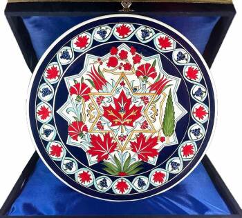 Iznik-Keramikteller | Geschäftsgeschenk Kanada–Türkiye 30 cm - Çini Evi