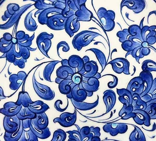 Iznik-Keramikteller mit blau-weißem Lotusmotiv 18 cm - 2