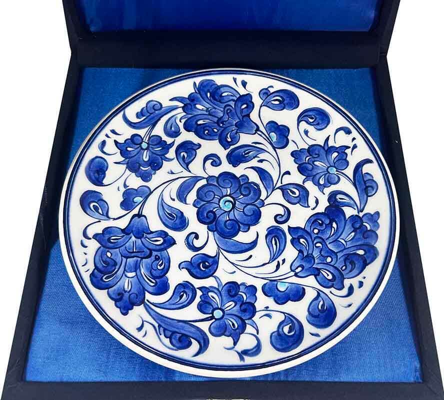 Iznik-Keramikteller mit blau-weißem Lotusmotiv 18 cm - 3