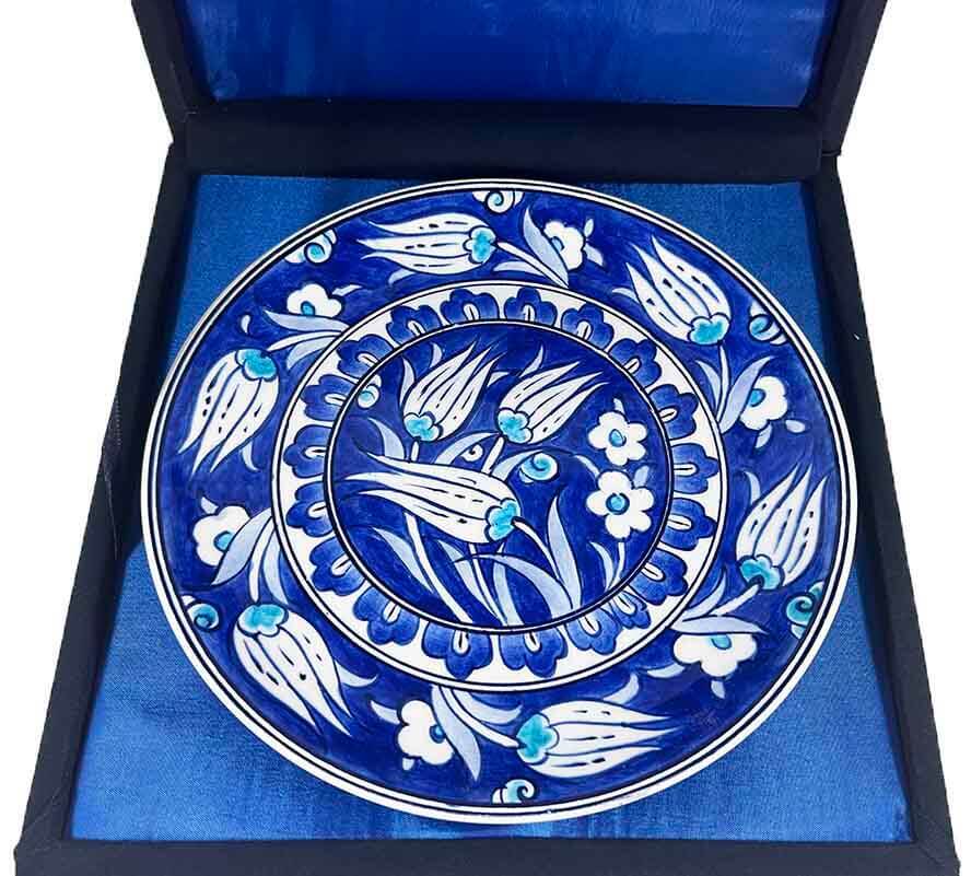 Iznik-Keramikteller mit blau-weißem Tulpengarten-Motiv 18 cm - 2
