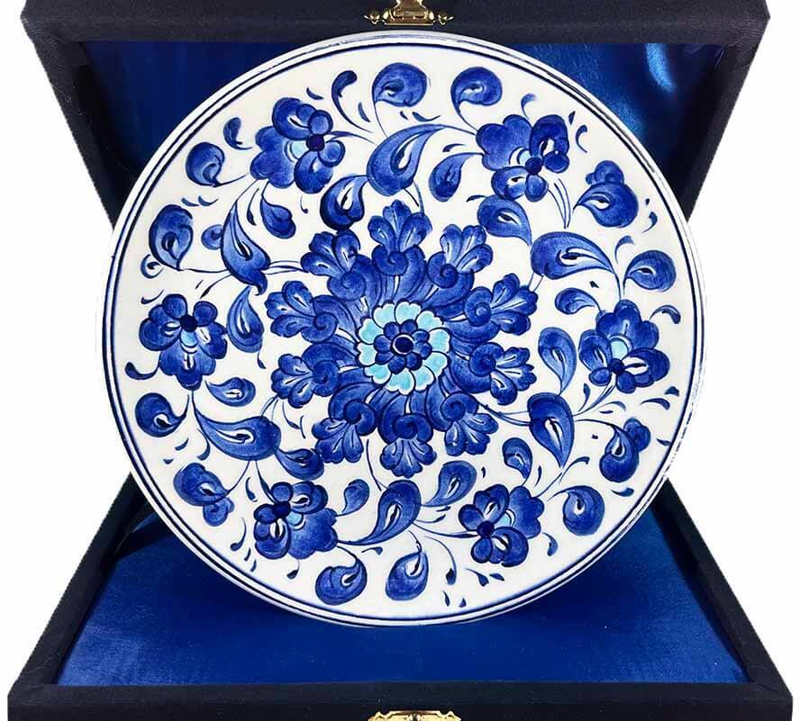 Iznik-Keramikteller mit blauem Blumengarten-Motiv 18 cm - 1