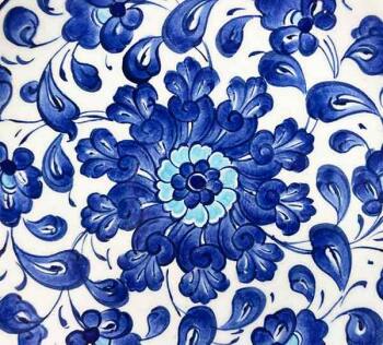 Iznik-Keramikteller mit blauem Blumengarten-Motiv 18 cm - 3