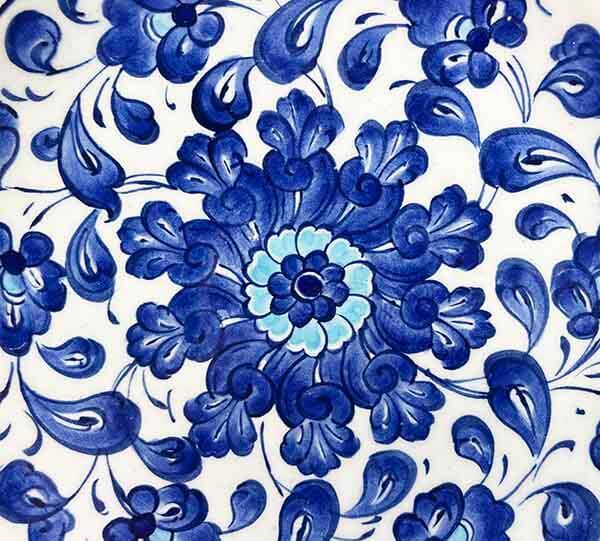 Iznik-Keramikteller mit blauem Blumengarten-Motiv 18 cm - 3