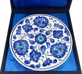 Iznik-Keramikteller mit blauem Hatayi-Blumenmotiv 18 cm - 2