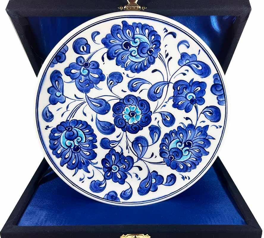 Iznik-Keramikteller mit blauem Hatayi-Blumenmotiv 18 cm - 1